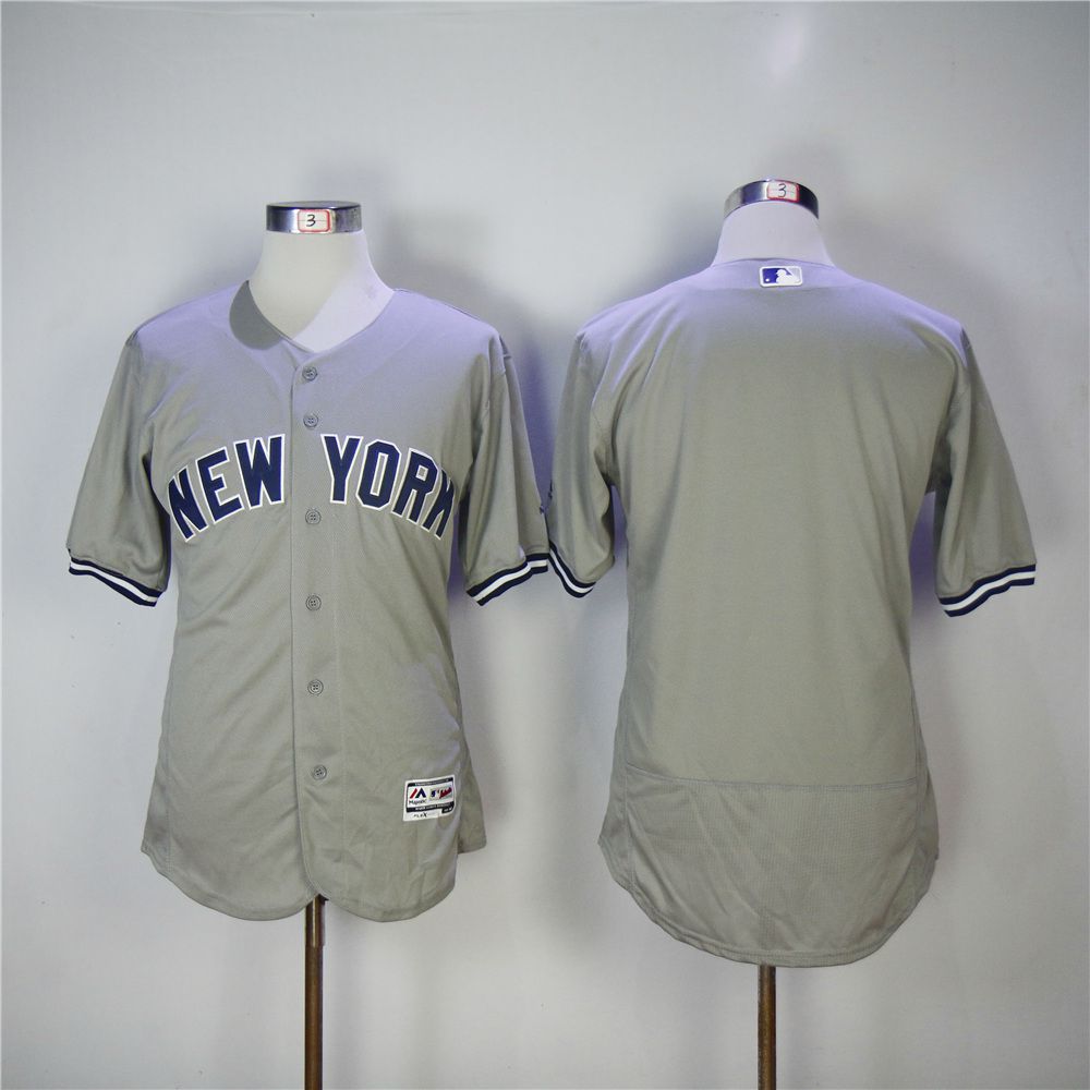 Men New York Yankees Blank Grey MLB Jerseys